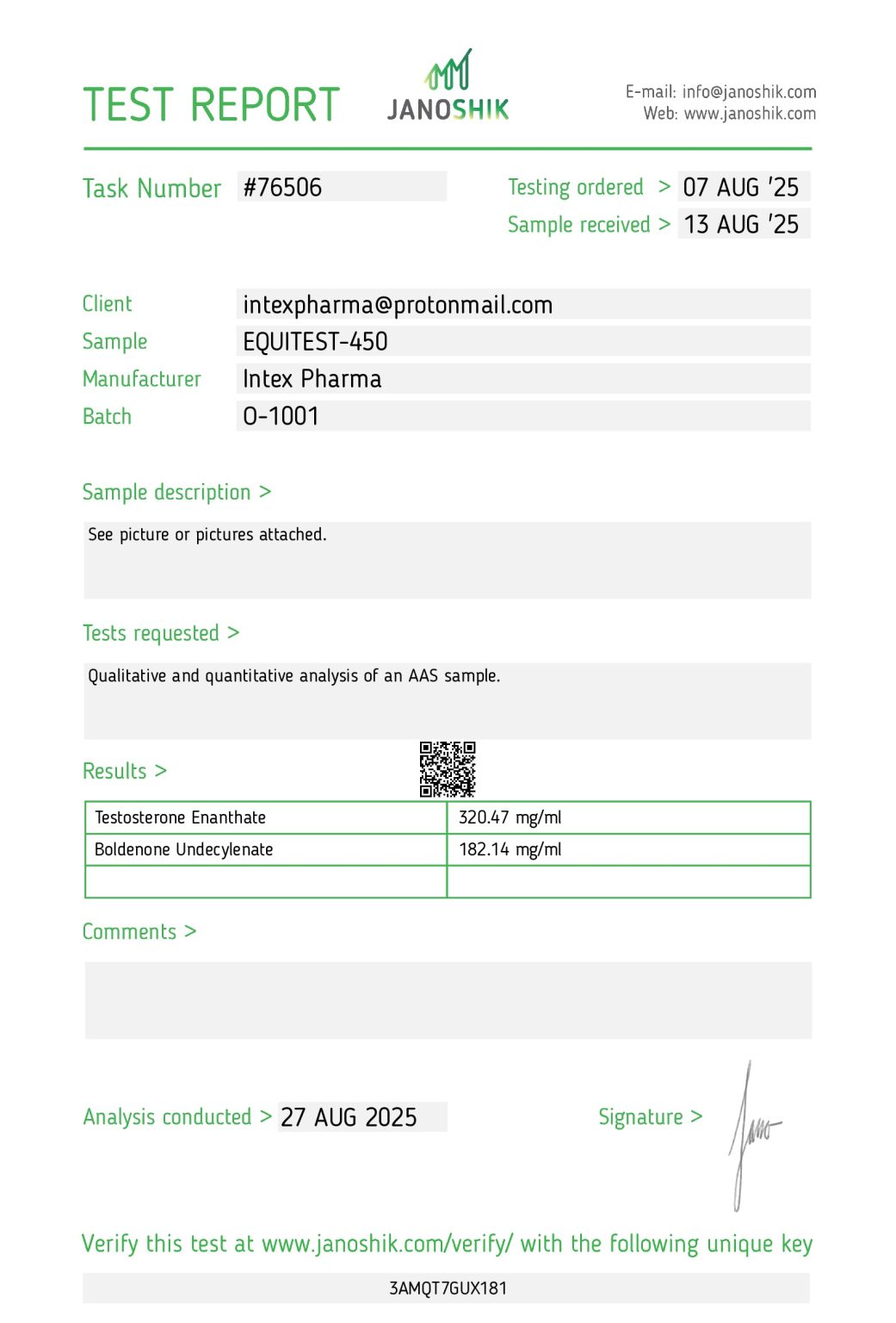 Intex Pharma Equitest 450 10ml vial for laboratory research