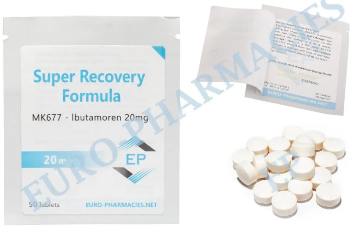 Euro Pharmacies Super Recovery MK677 20mg tablets, 50 tabs pack