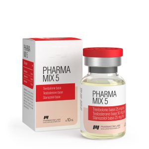 Pharmacom Pharma Mix 5 trenbolone base, testosterone base and stanozolol base 10ml vial at 500 mg/ml