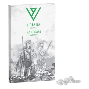 Driada Medical Raloxos 30mg Raloxifene tablets box and blister pack