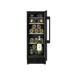 Bosch KUW20VHF0G fridge freezer with open door showing interior shelves