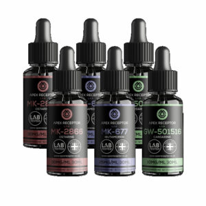 Advanced Synergy Stack containing Ostarine MK-2866, Ibutamoren MK-677 and Cardarine GW-501516 vials